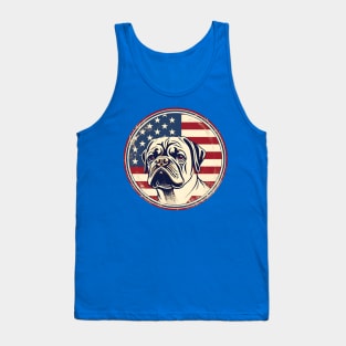 Pug dog on a vintage distressed American flag Tank Top